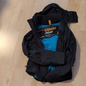 Superdry Windcheater Black Jacket with Teal Lining